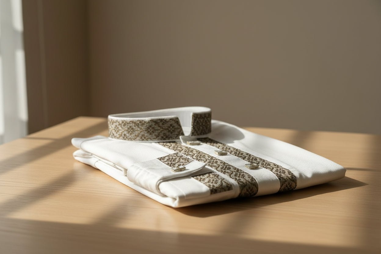 Premium Tensel Cotton Panjabi – white Onyx -MS010