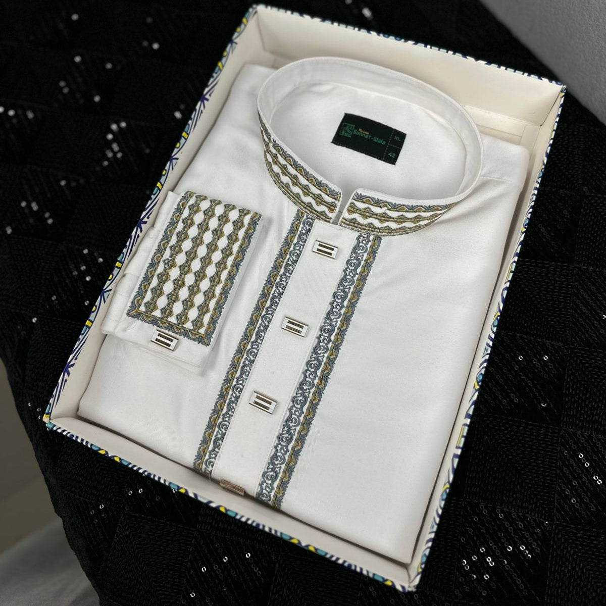 β¨ Elegant White Fancy Cotton Panjabi β Royal Embroidery π -MS