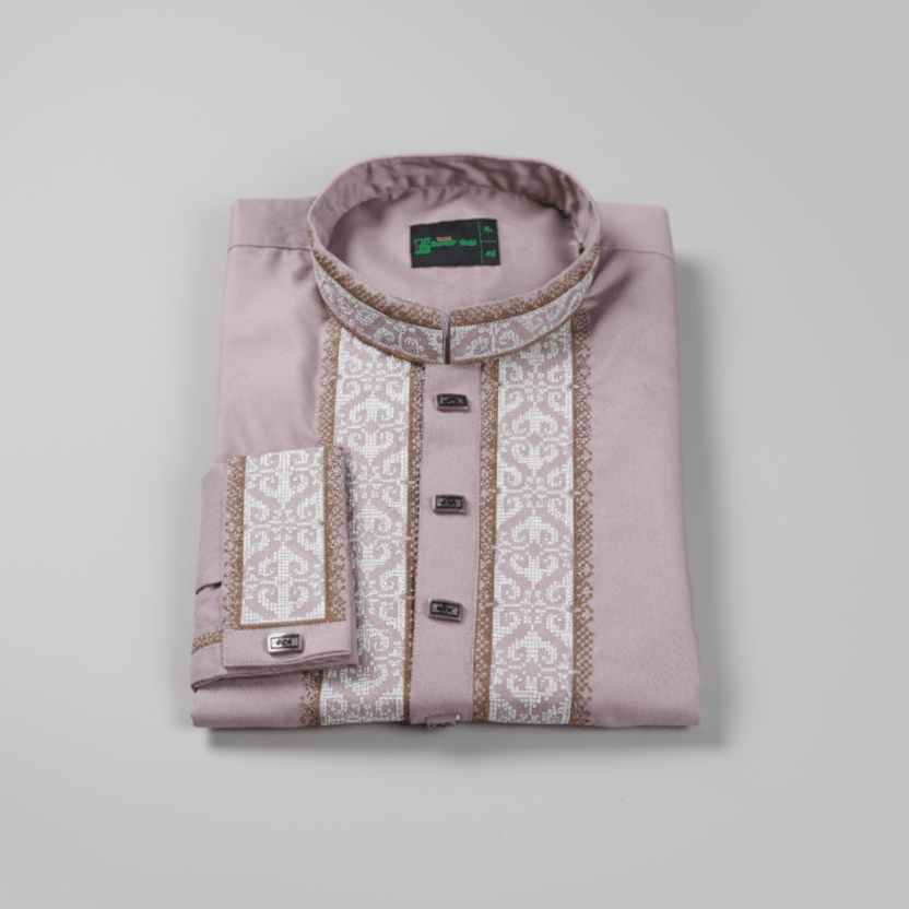 β¨ Elegant Blush Pink Fancy Cotton Panjabi β Premium Embroidery π -MS028