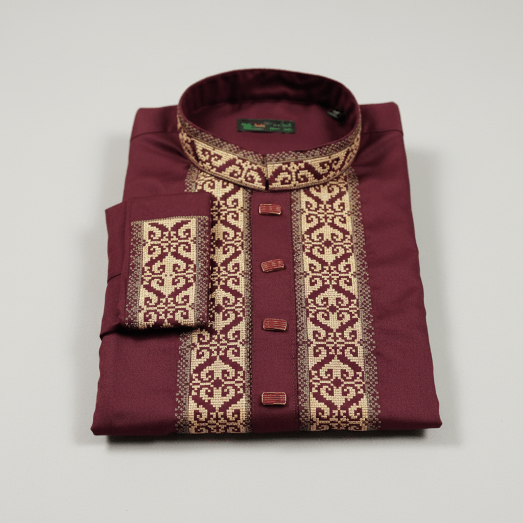 Royal Maroon Fancy Cotton Panjabi -MS18