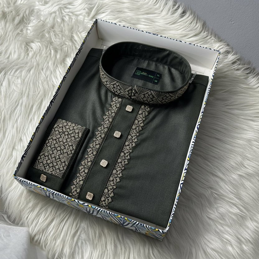 Premium Bamboo Cotton Panjabi – Forest Majesty -MS002