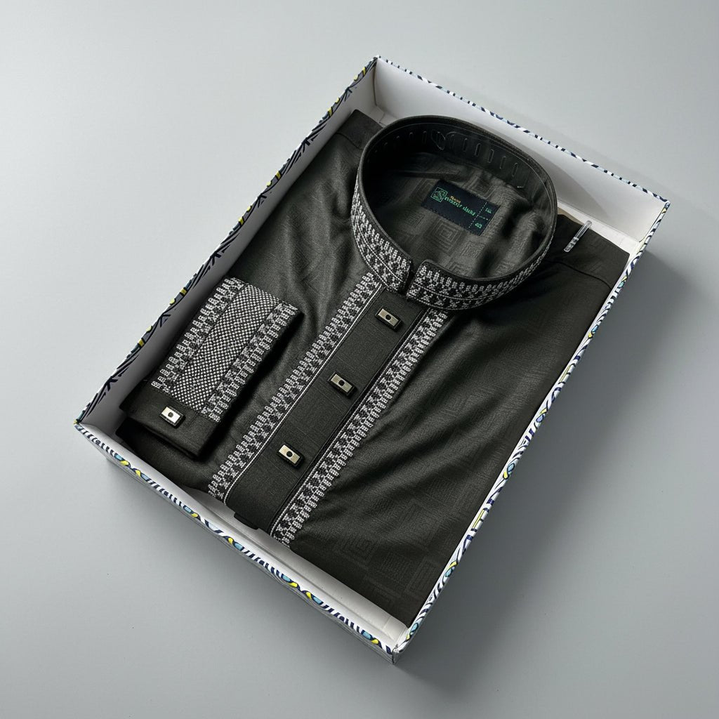 Premium Bamboo Cotton Panjabi – Moss Executive -MS003