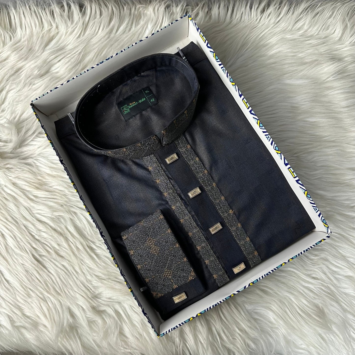 Premium Bamboo Cotton Panjabi – Midnight Spark -MS005