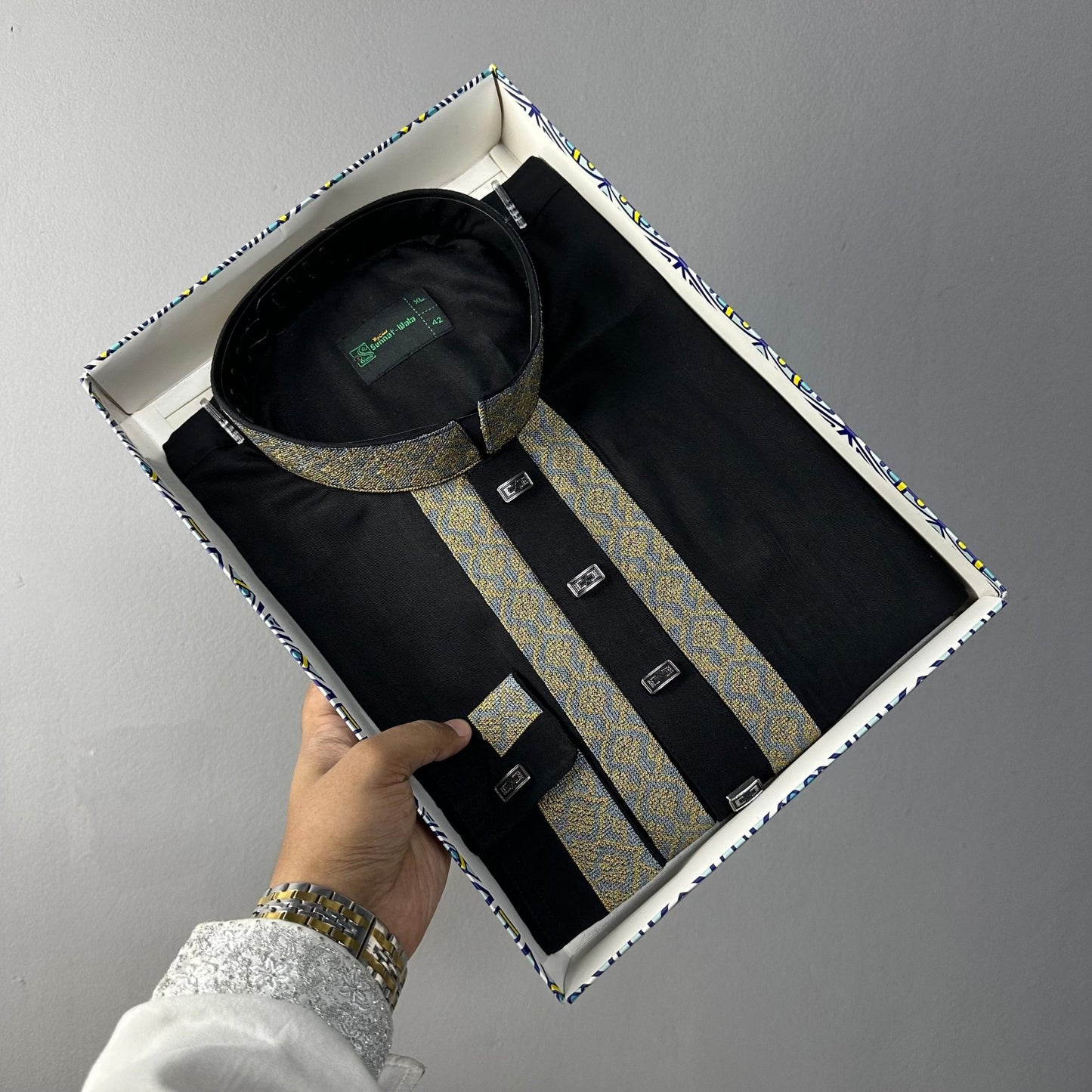 Premium Tensel Cotton Panjabi – Midnight Onyx -MS007