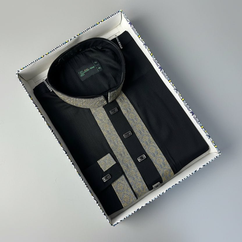 Premium Tensel Cotton Panjabi – Midnight Onyx -MS007