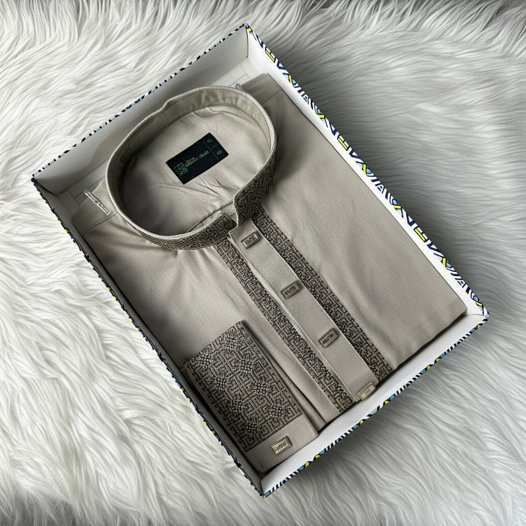 Premium Tensel Cotton Panjabi – Royal Beige -MS009