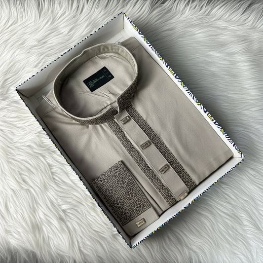 Premium Tensel Cotton Panjabi – Royal Beige -MS009