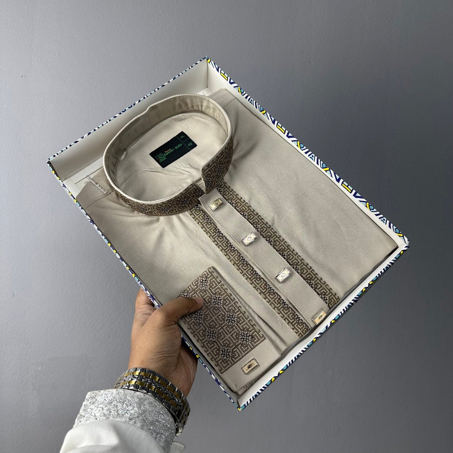 Premium Tensel Cotton Panjabi – Royal Beige -MS009