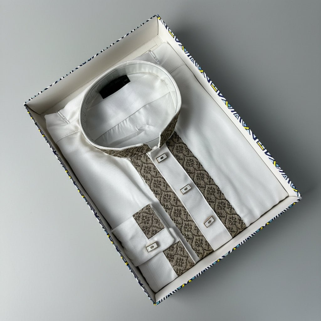 Premium Tensel Cotton Panjabi – white Onyx -MS010