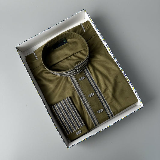 Obsidian Gold Bamboo Cotton Premium Panjabi -MS011