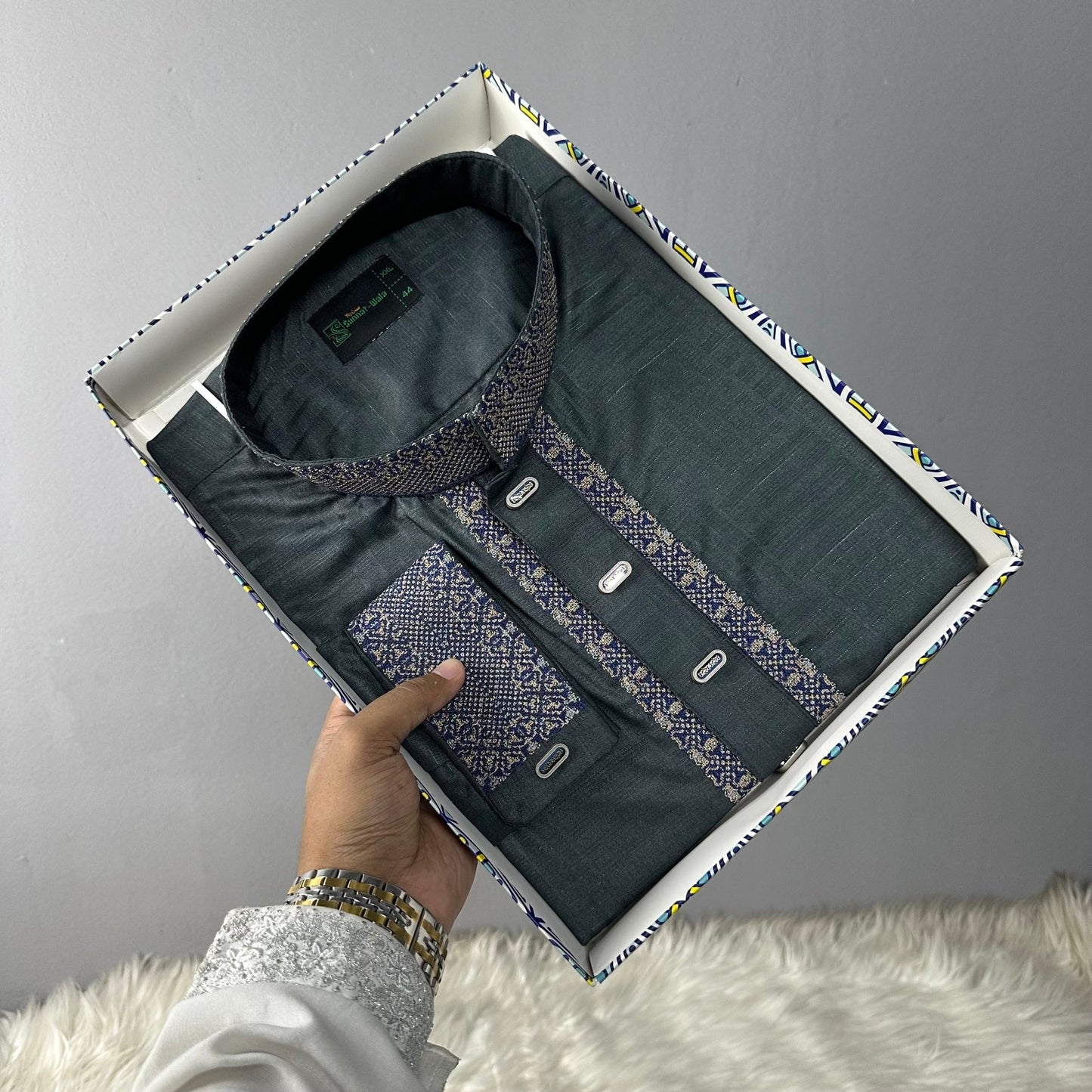 Premium Bamboo Cotton Panjabi – Sage Green -MS014