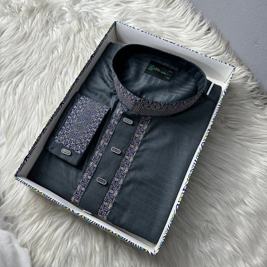 Premium Bamboo Cotton Panjabi – Sage Green -MS014