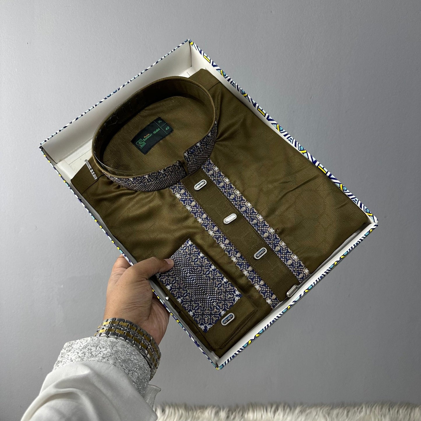 Premium Bamboo Cotton Panjabi – Sage Elegance -MS015