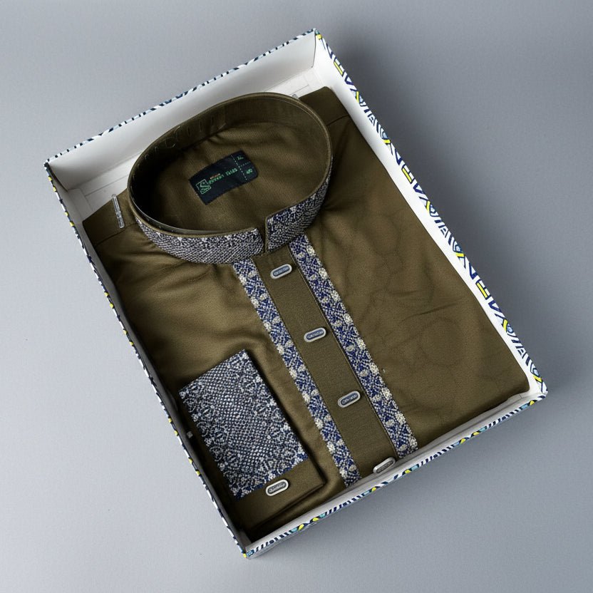 Premium Bamboo Cotton Panjabi – Sage Elegance -MS015