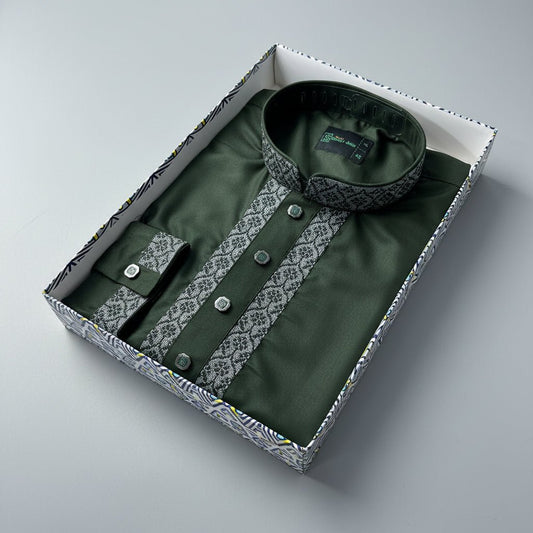 Premium Grace Cotton Panjabi – Emerald Noble -MS016
