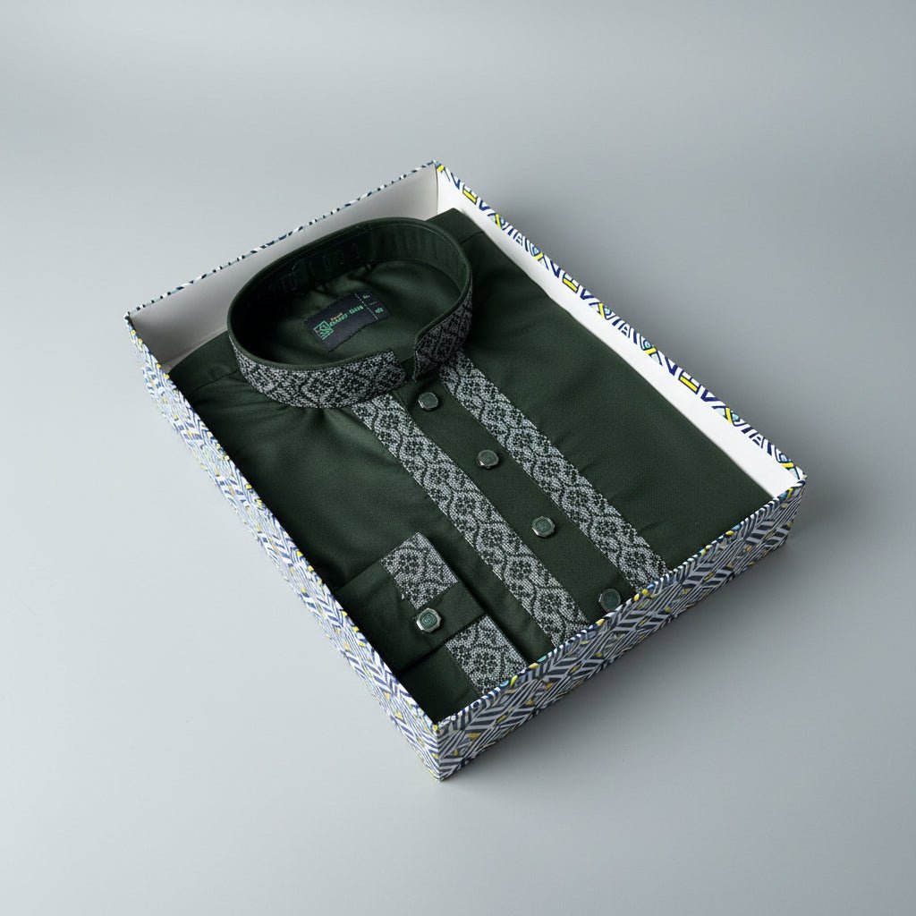 Premium Grace Cotton Panjabi – Emerald Noble -MS016