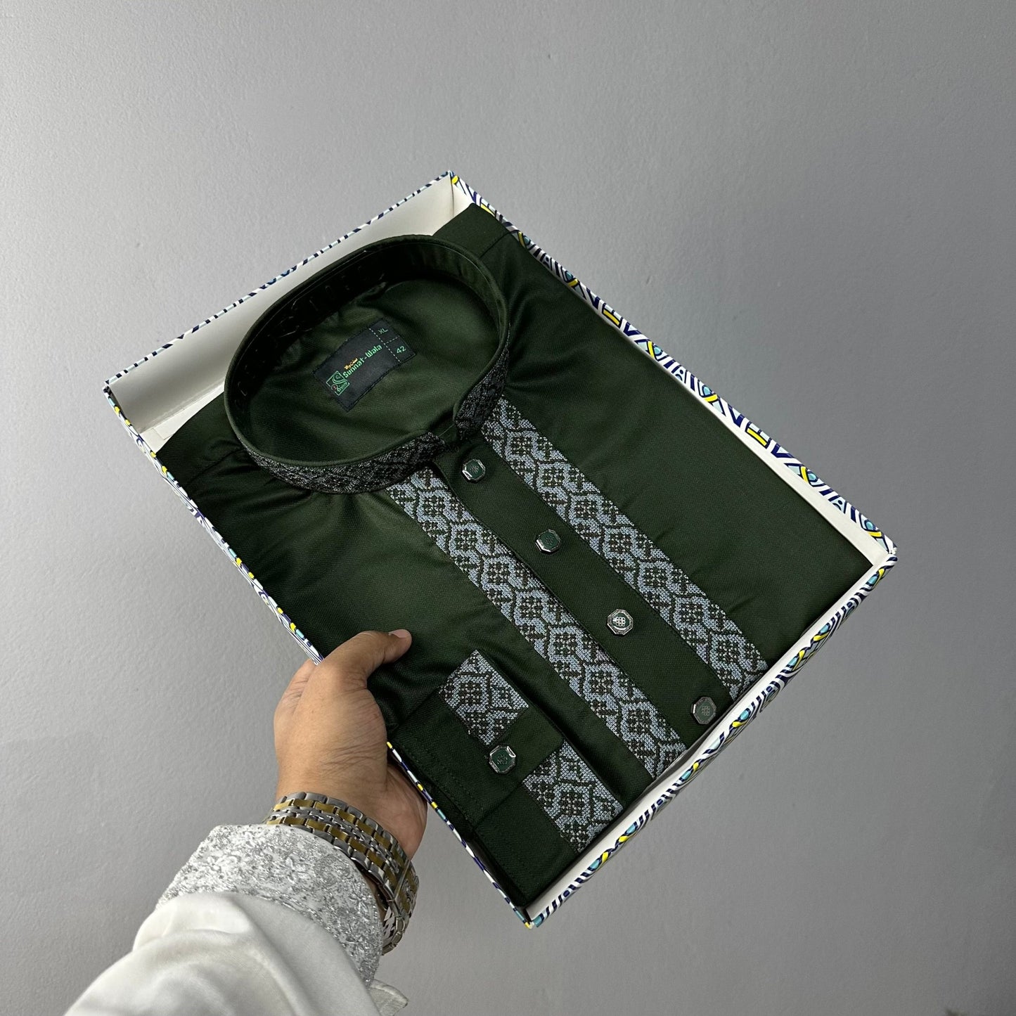 Premium Grace Cotton Panjabi – Emerald Noble -MS016