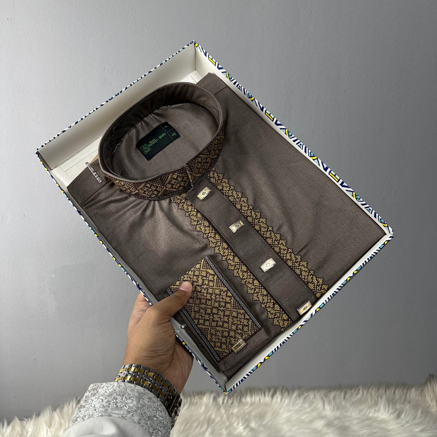 Coffee Bronze Bamboo Cotton Premium Panjabi -MS017