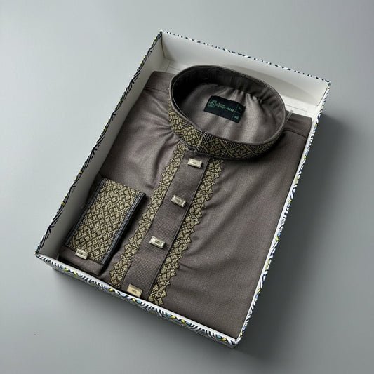 Coffee Bronze Bamboo Cotton Premium Panjabi -MS017