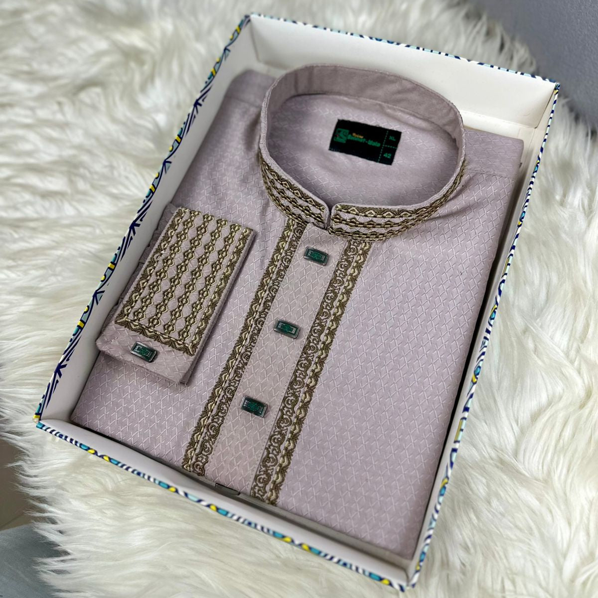 ✨ Elegant Fancy Cotton Panjabi – Royal Embroidery 👑 -MS