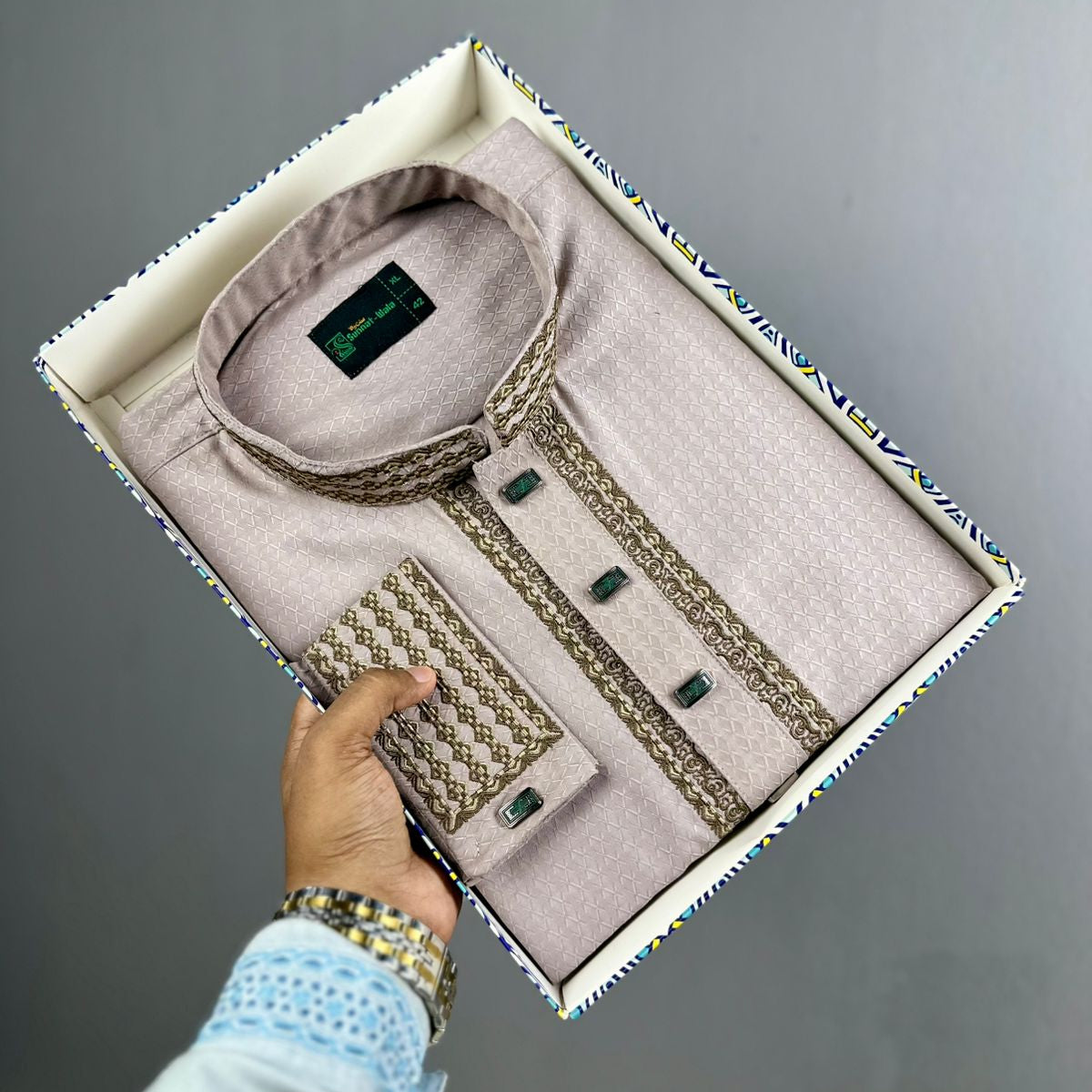 ✨ Elegant Fancy Cotton Panjabi – Royal Embroidery 👑 -MS
