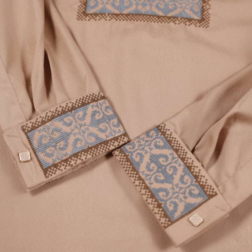 ✨ Elegant Beige Fancy Cotton Panjabi – Premium Embroidery 👑 -MS020
