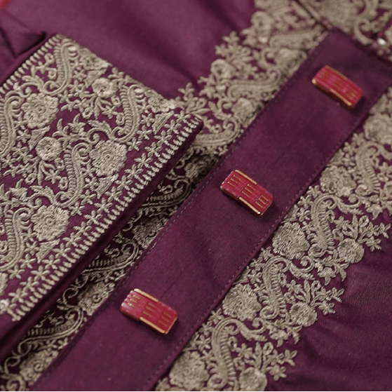 ✨ Elegant Maroon Fancy Cotton Panjabi – Premium Embroidery 👑 -MS024