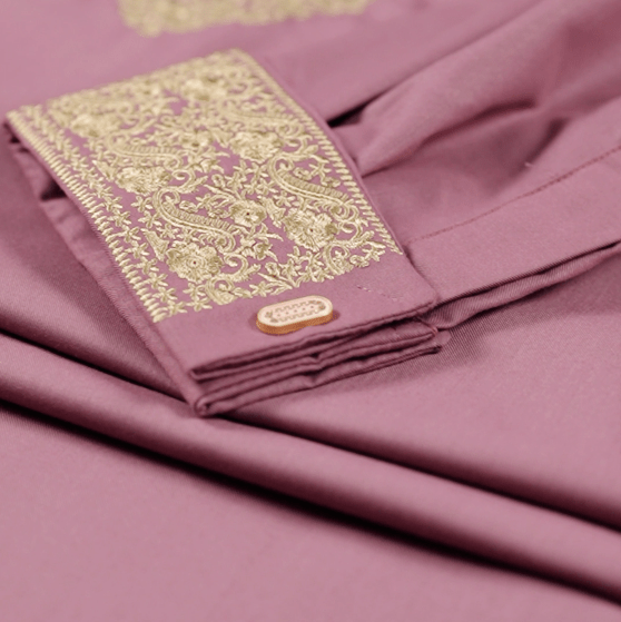 ✨ Elegant Dusty Rose Fancy Cotton Panjabi – Premium Embroidery 👑 -MS027