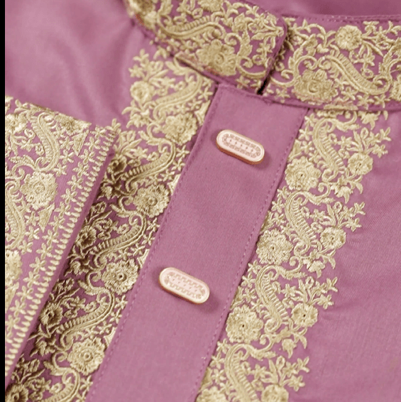 ✨ Elegant Dusty Rose Fancy Cotton Panjabi – Premium Embroidery 👑 -MS027