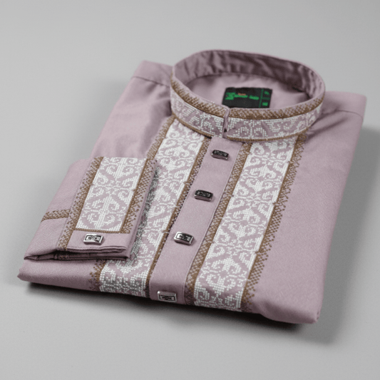 ✨ Elegant Blush Pink Fancy Cotton Panjabi – Premium Embroidery 👑 -MS028