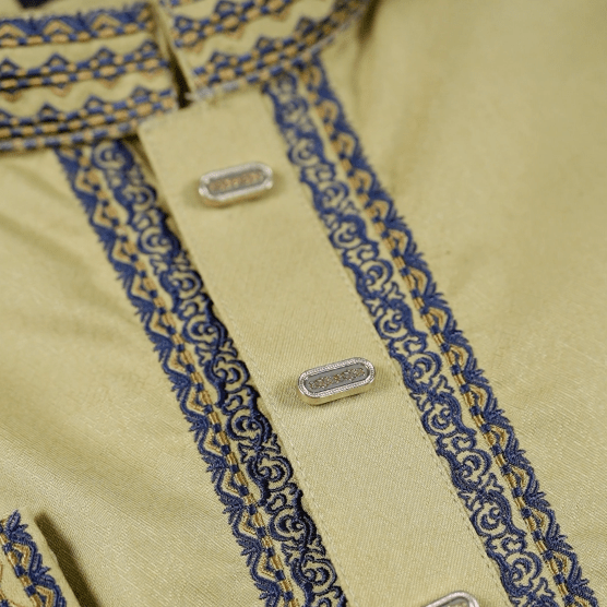 ✨ Elegant Olive Green Fancy Cotton Panjabi – Royal Embroidery 👑 -MS029