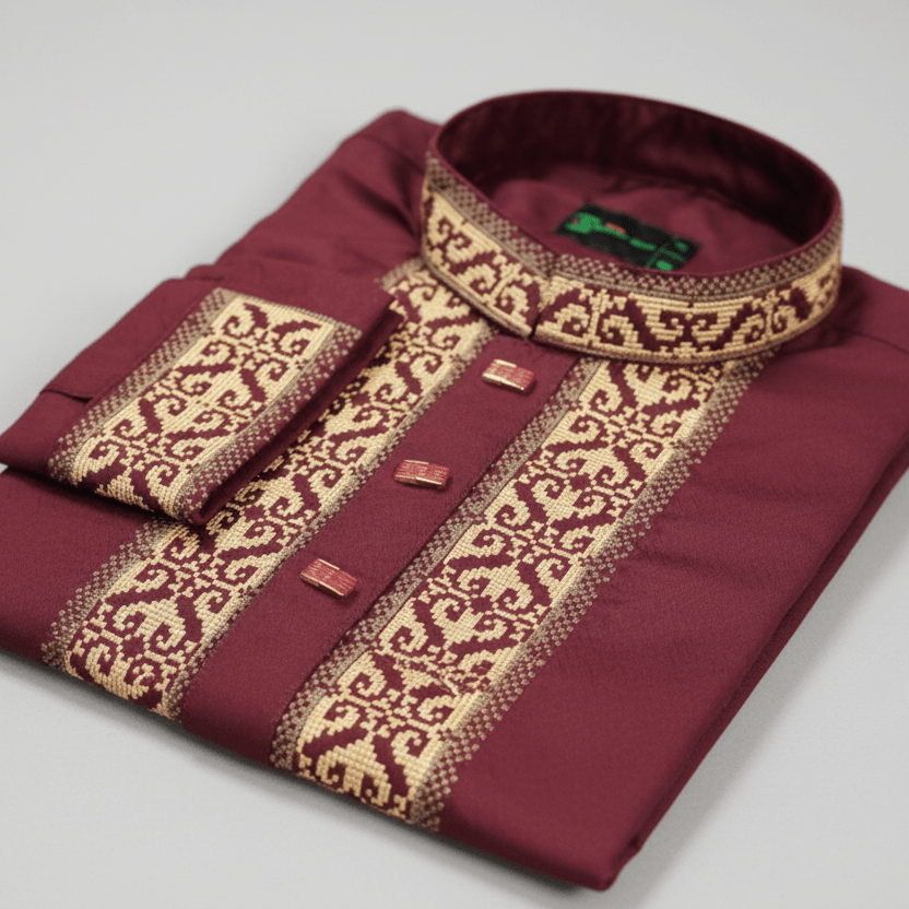 Royal Maroon Fancy Cotton Panjabi -MS18